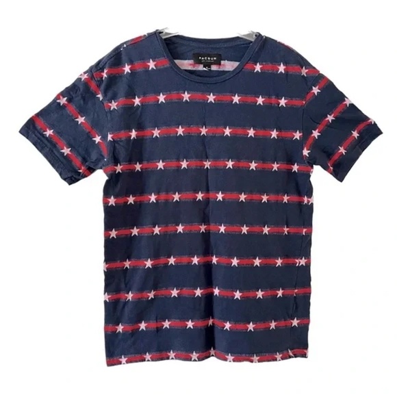 PacSun | Navy Blue Stars Stripes Short Sleeve Crew Neck Tee, Men's Medium - Picture 1 of 5